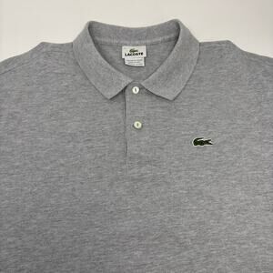 Lacoste Mens Sz7 (2XL) Gray Short Sleeve Cotton Polo Shirt